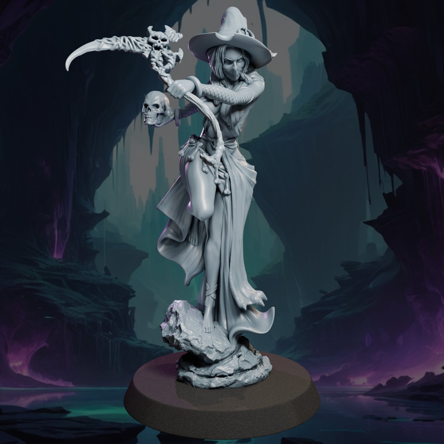 Thalmera painted dark fantasy warlock miniature 75mm by Black Bird Miniatures