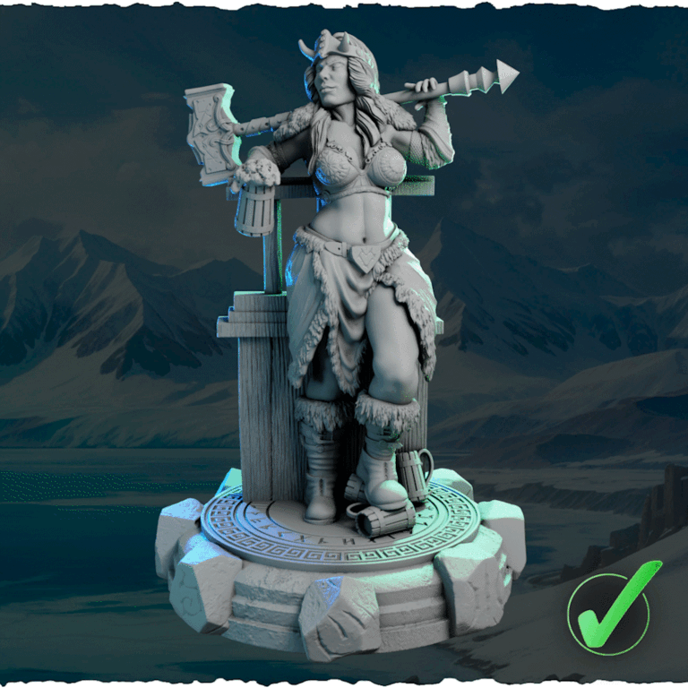 Północna Wojowniczka z Młotem 32 mm / 75 mm | Black Bird Miniatures | Ladies of the North