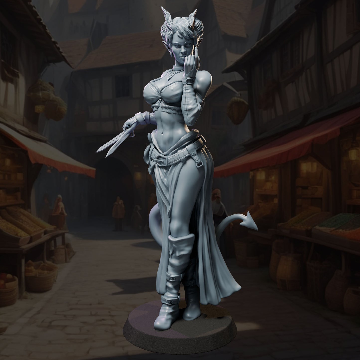 Virelle painted demon rogue fantasy miniature 75mm by Black Bird Miniatures