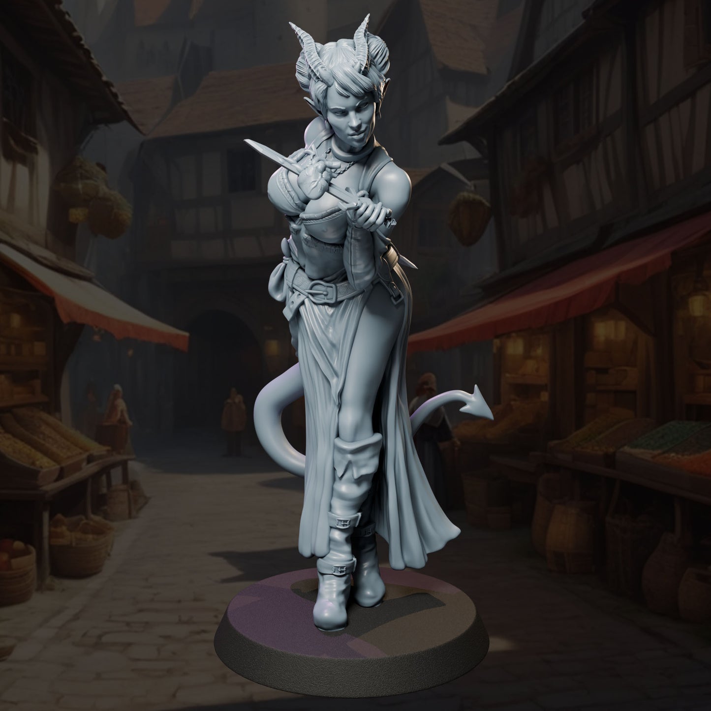 Virelle painted demon rogue fantasy miniature 75mm by Black Bird Miniatures