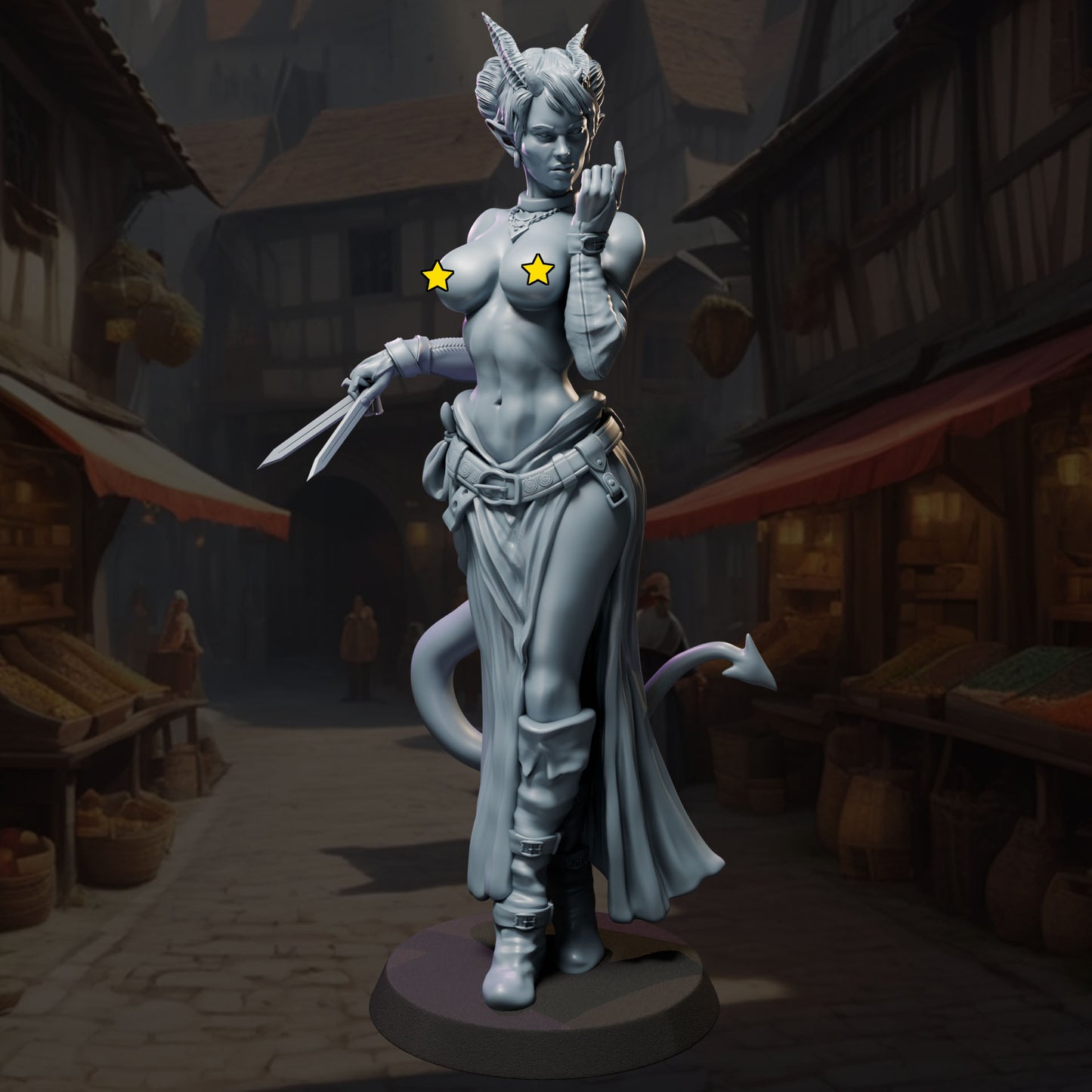 Virelle painted demon rogue fantasy miniature 75mm by Black Bird Miniatures