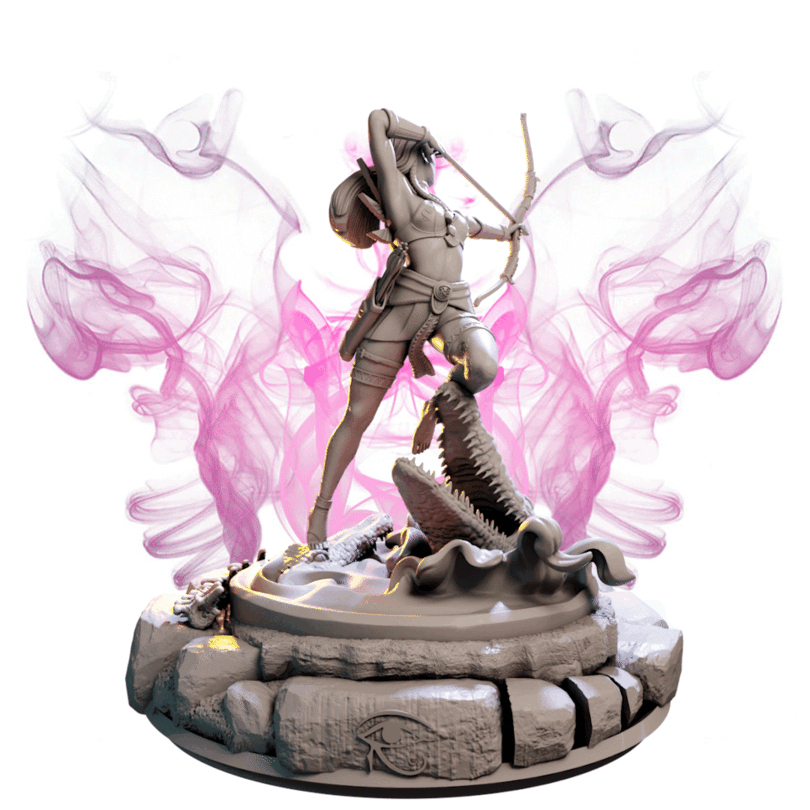 Zahra – Łuczniczka Pustyni — figurka z łukiem, skala 32 mm