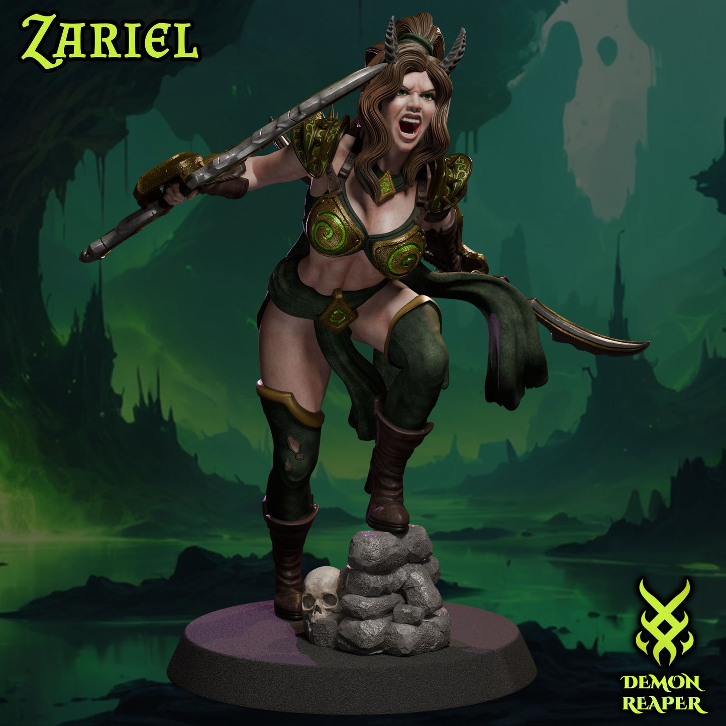 Zariel – Demon Reaper | Ladies of the Dark Age | Figurka kolekcjonerska 32 mm / 75 mm | Black Bird Miniatures