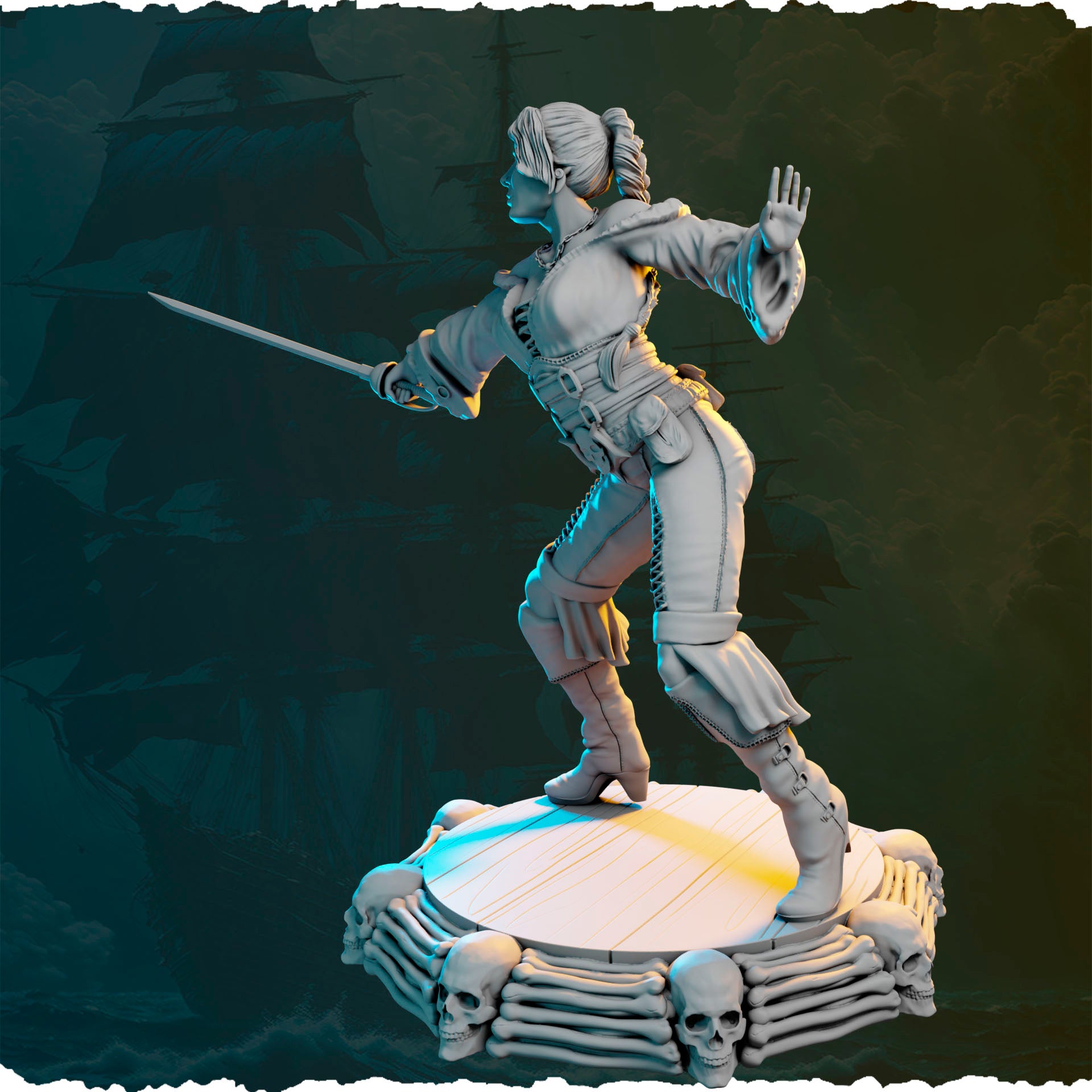 Figurka pirackiej wojowniczki 32mm / 75mm