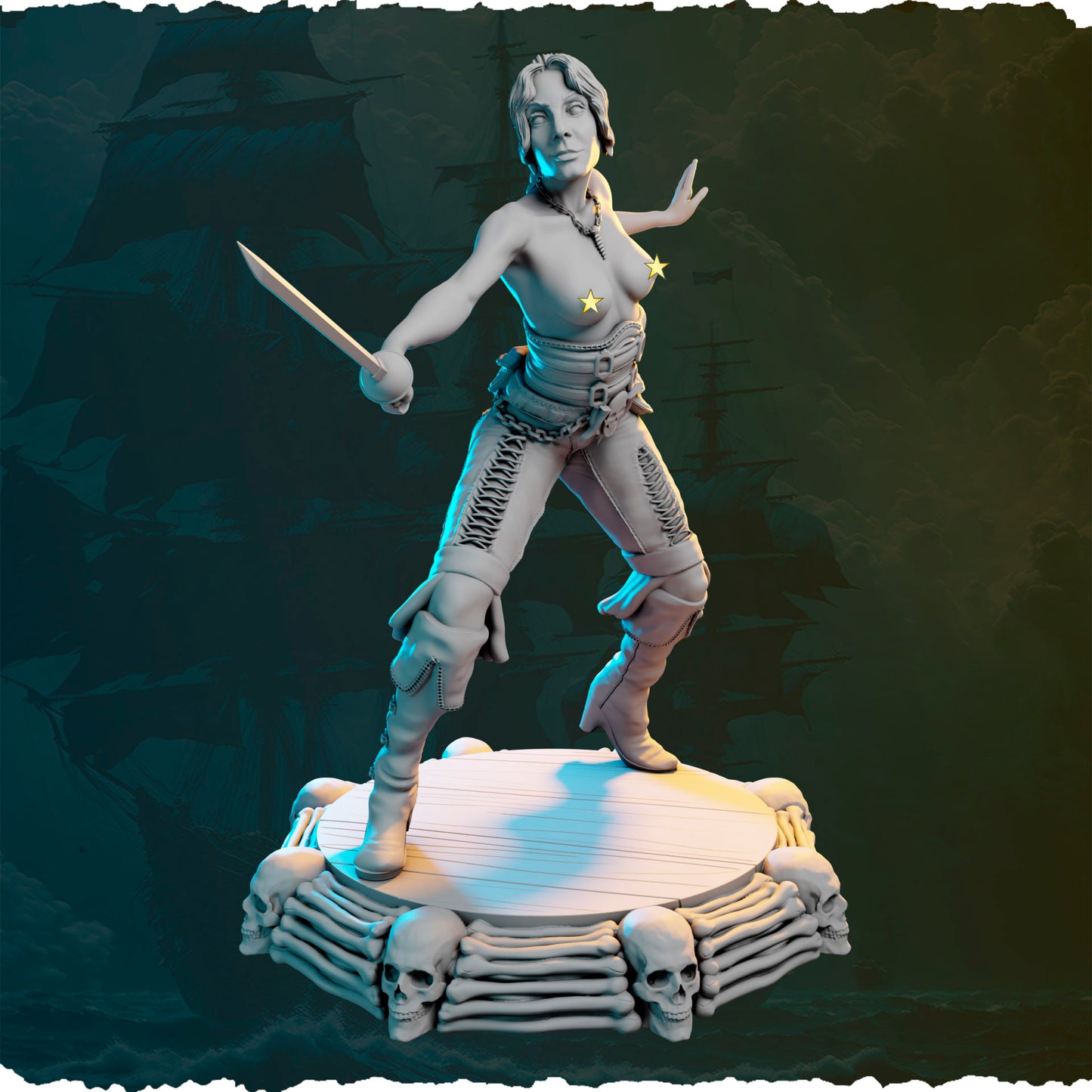 Figurka pirackiej wojowniczki 32mm / 75mm