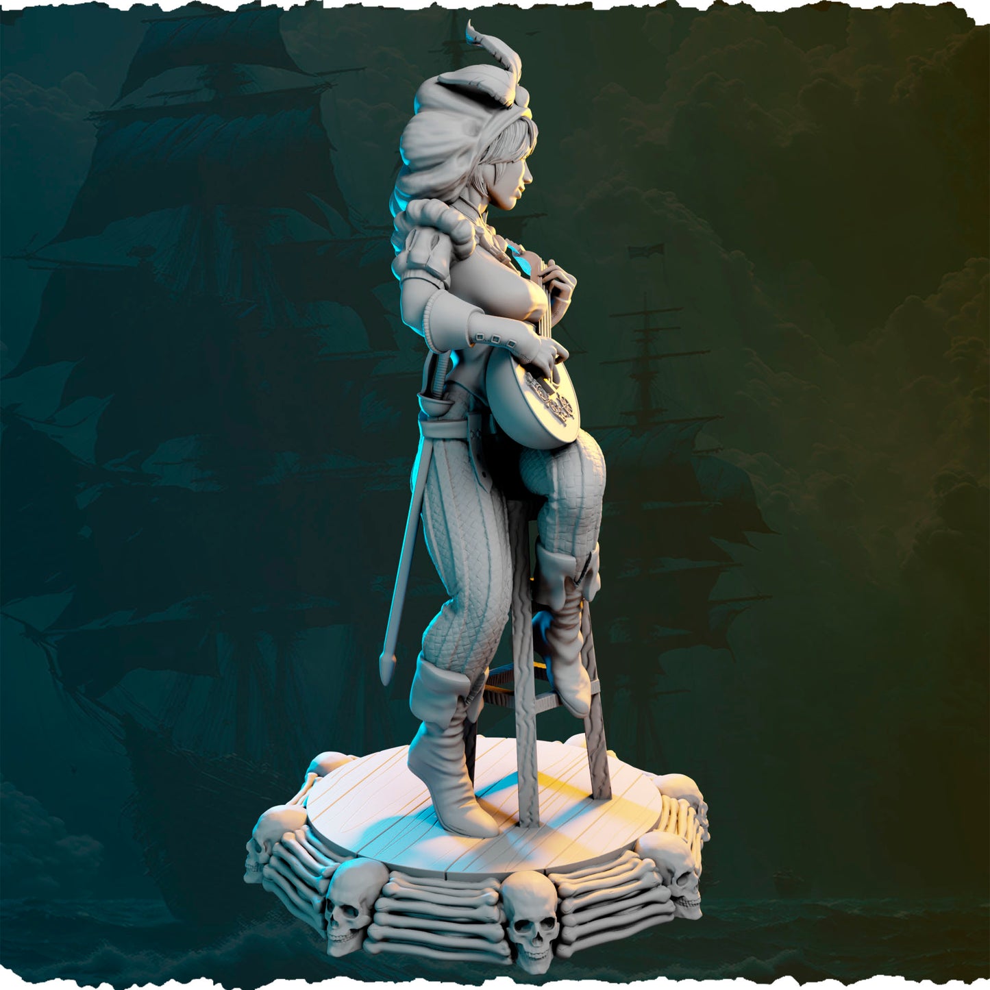 Figurka pirackiej bardki 32mm / 75mm