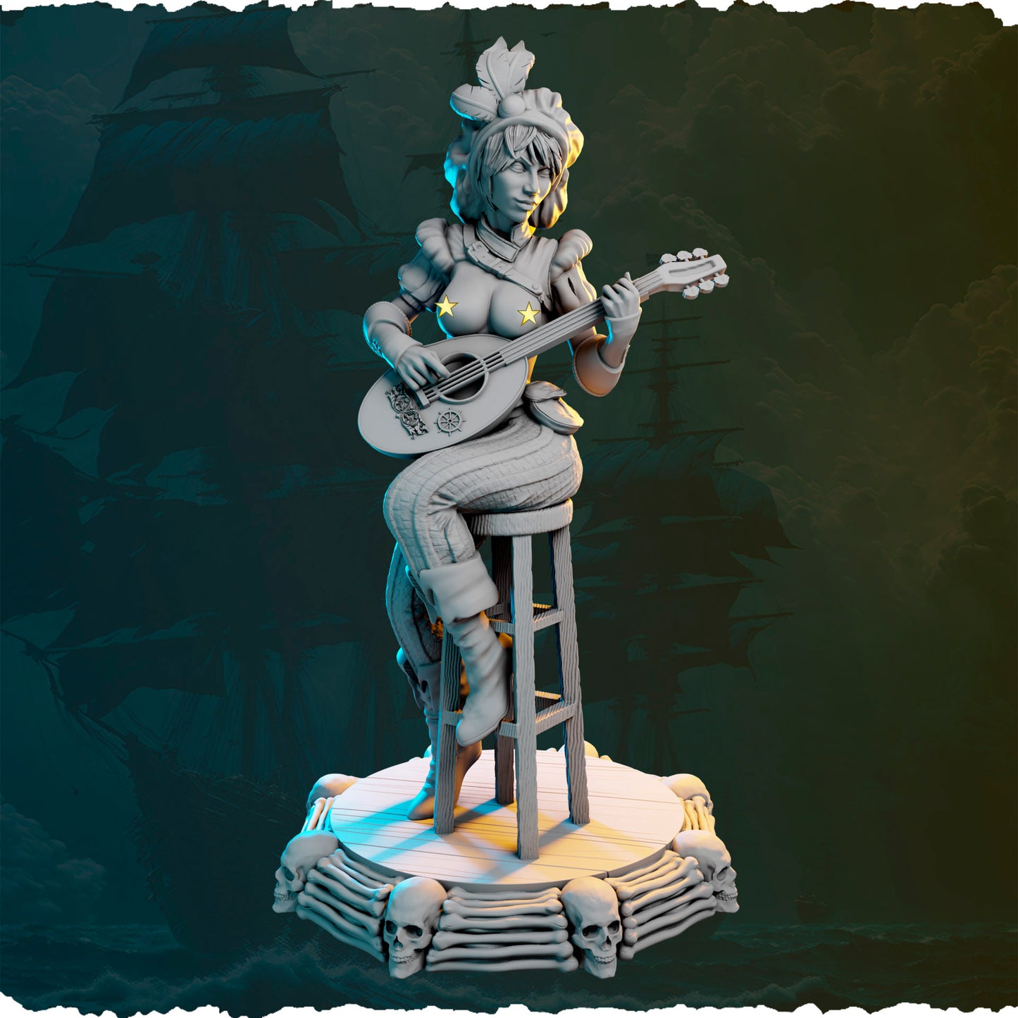 Figurka pirackiej bardki 32mm / 75mm