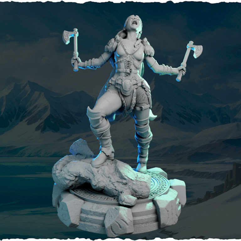 Północna Wojowniczka z Toporami — popiersie, widok frontowy