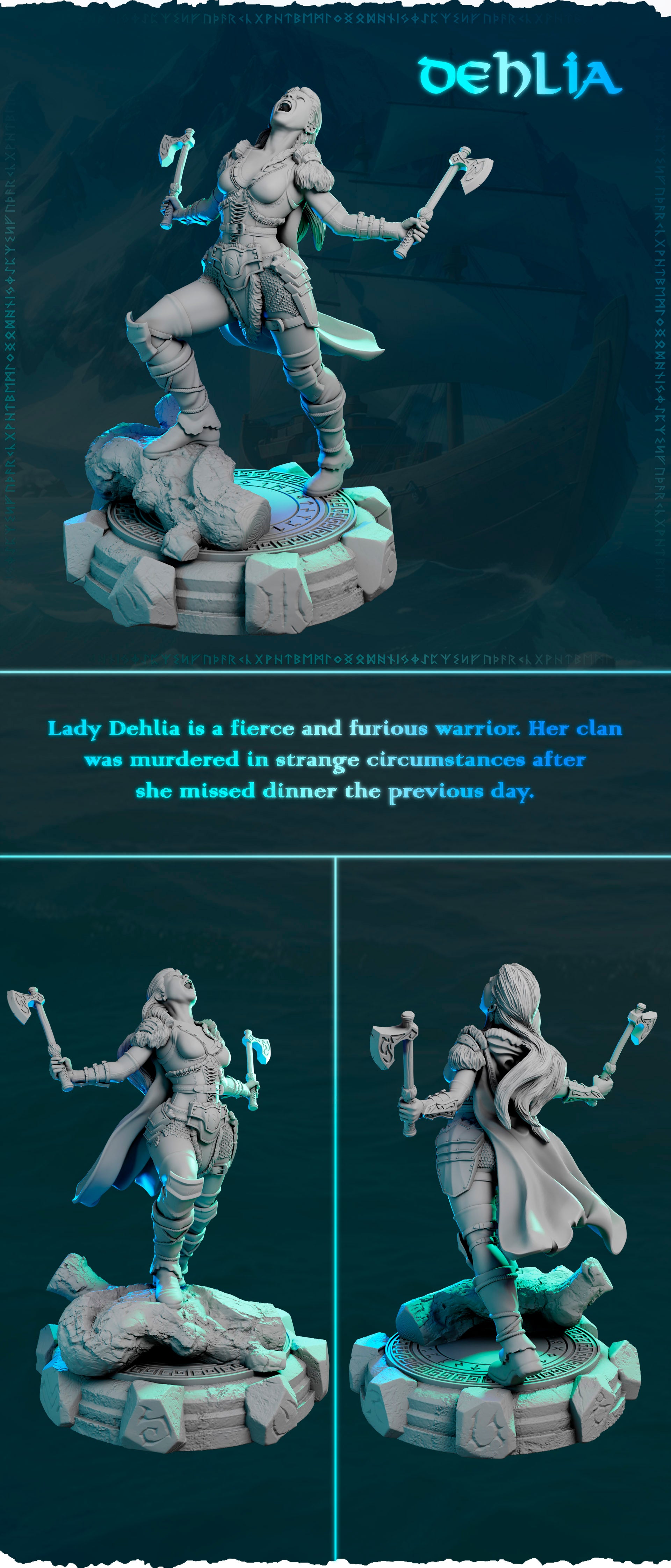 Północna Wojowniczka z Toporami — popiersie, widok frontowy