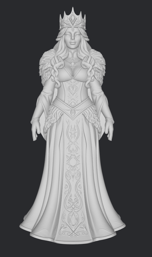 Bogini Frigg w królewskiej sukni – surowa figurka 3D