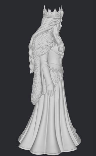 Bogini Frigg w królewskiej sukni – surowa figurka 3D