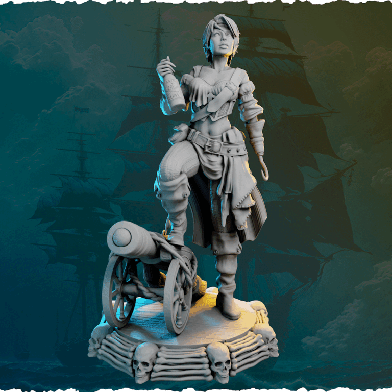 Piracka artylerzystka z armatą figurka fantasy od Black Bird Miniatures
