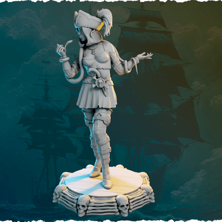 Piracka czarodziejka z wężem figurka fantasy od Black Bird Miniatures