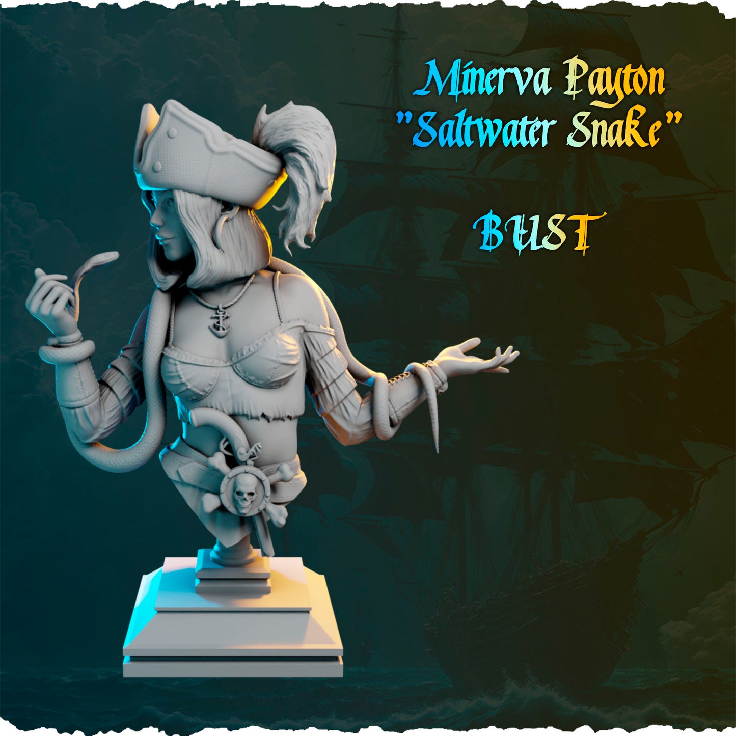 Piracka czarodziejka z wężem figurka fantasy od Black Bird Miniatures