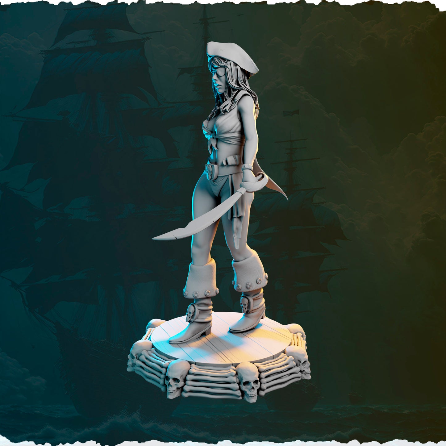 Piracka wojowniczka z szablą i pistoletem figurka 3D od Black Bird Miniatures