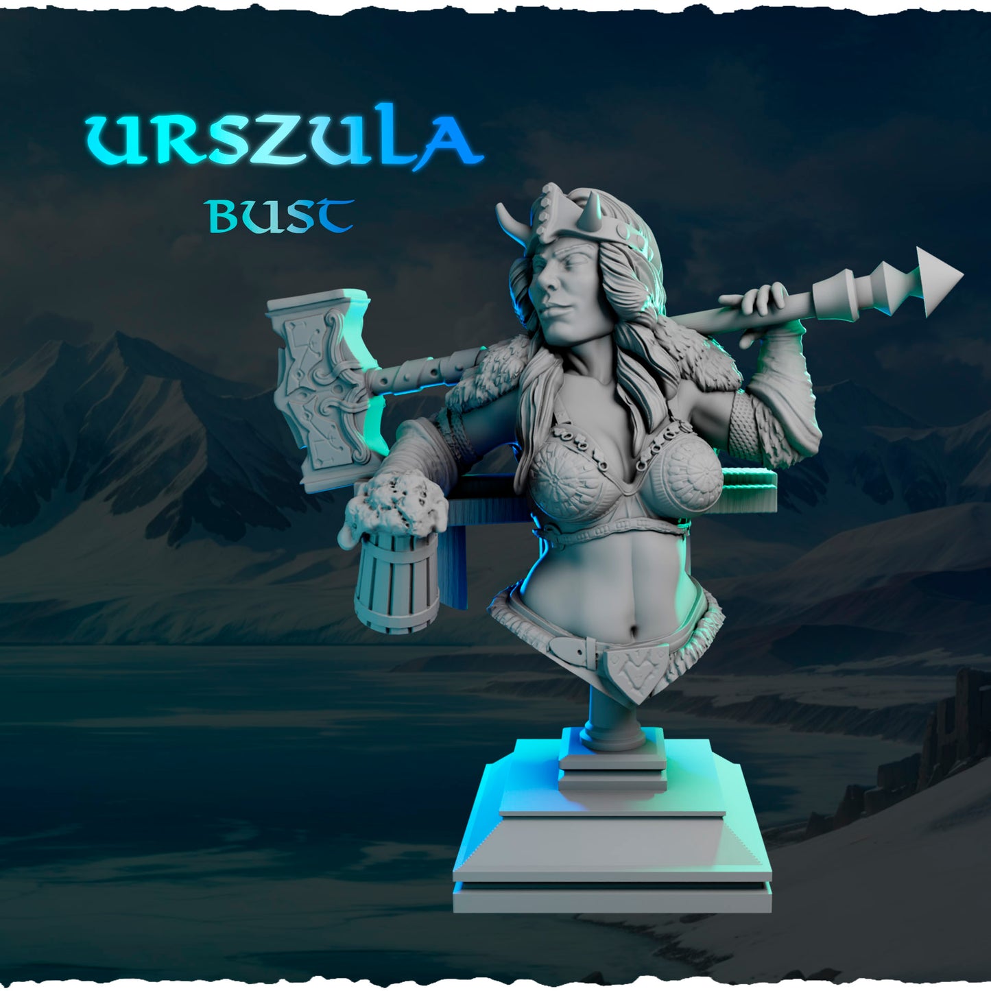 Północna Wojowniczka z Młotem 32 mm / 75 mm | Black Bird Miniatures | Ladies of the North