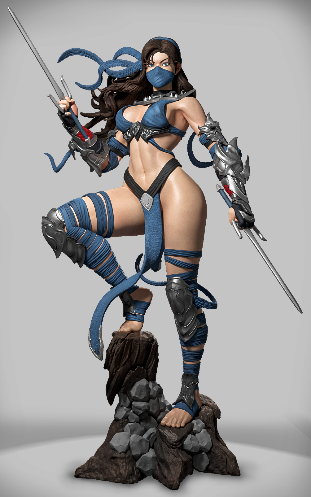 Pomalowana figurka Golden Pride Auria, wojowniczka z włócznią i wielkim lwem.