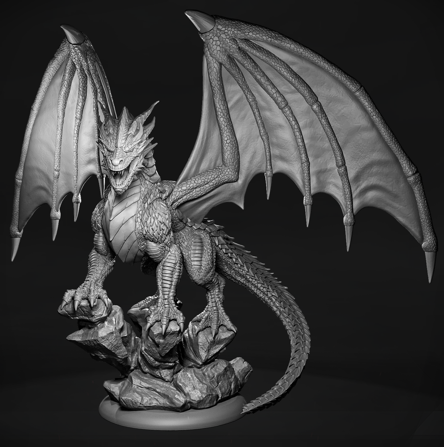 figurka smoczego wojownika Drakonkin Ravager Ignis z czarnymi łuskami i wielkimi skrzydłami.