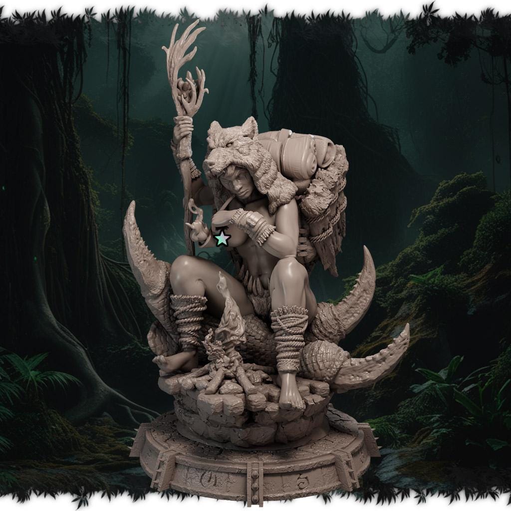 Detal postaci Anoka Beasthearth w stylu dzikiej łowczyni