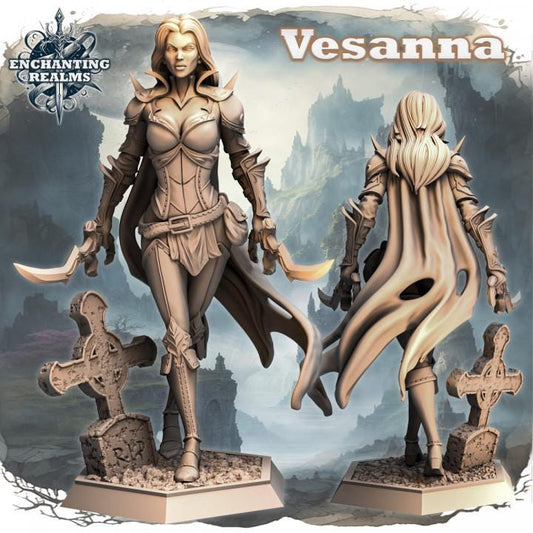Figurka Vesanna – wojowniczka cienia z Enchanting Realms 180 mm, widok z przodu