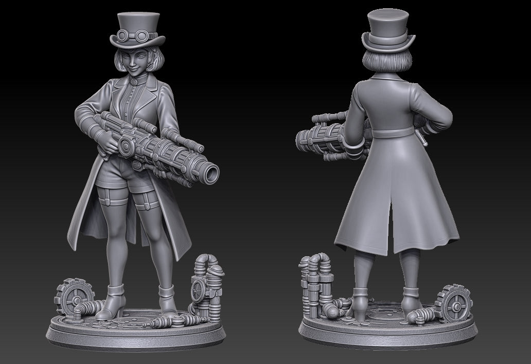 Aether Gunnery Officer Elara figurka steampunk 32mm 75mm Mini Realms