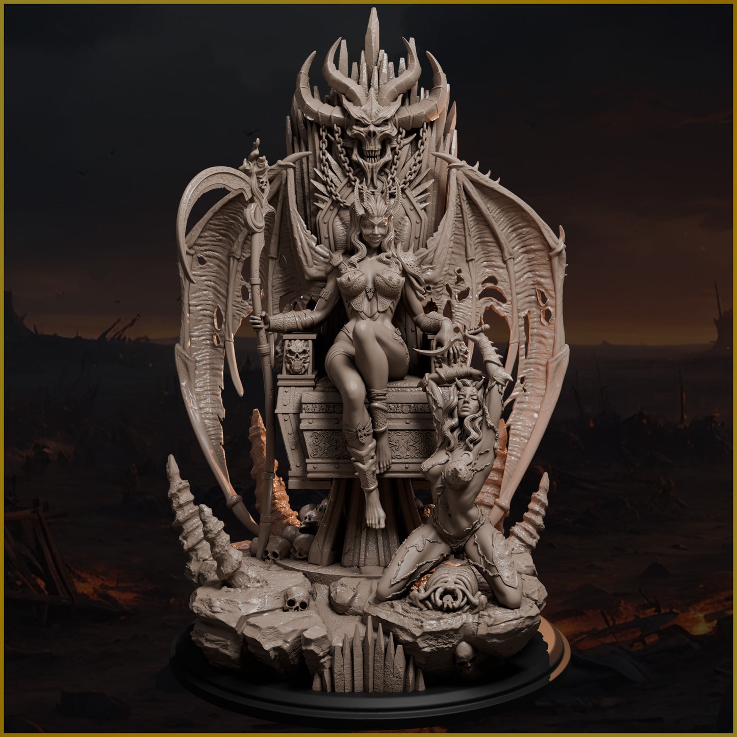 Throne of the Damned – figurka 75mm/120mm na demonicznym tronie