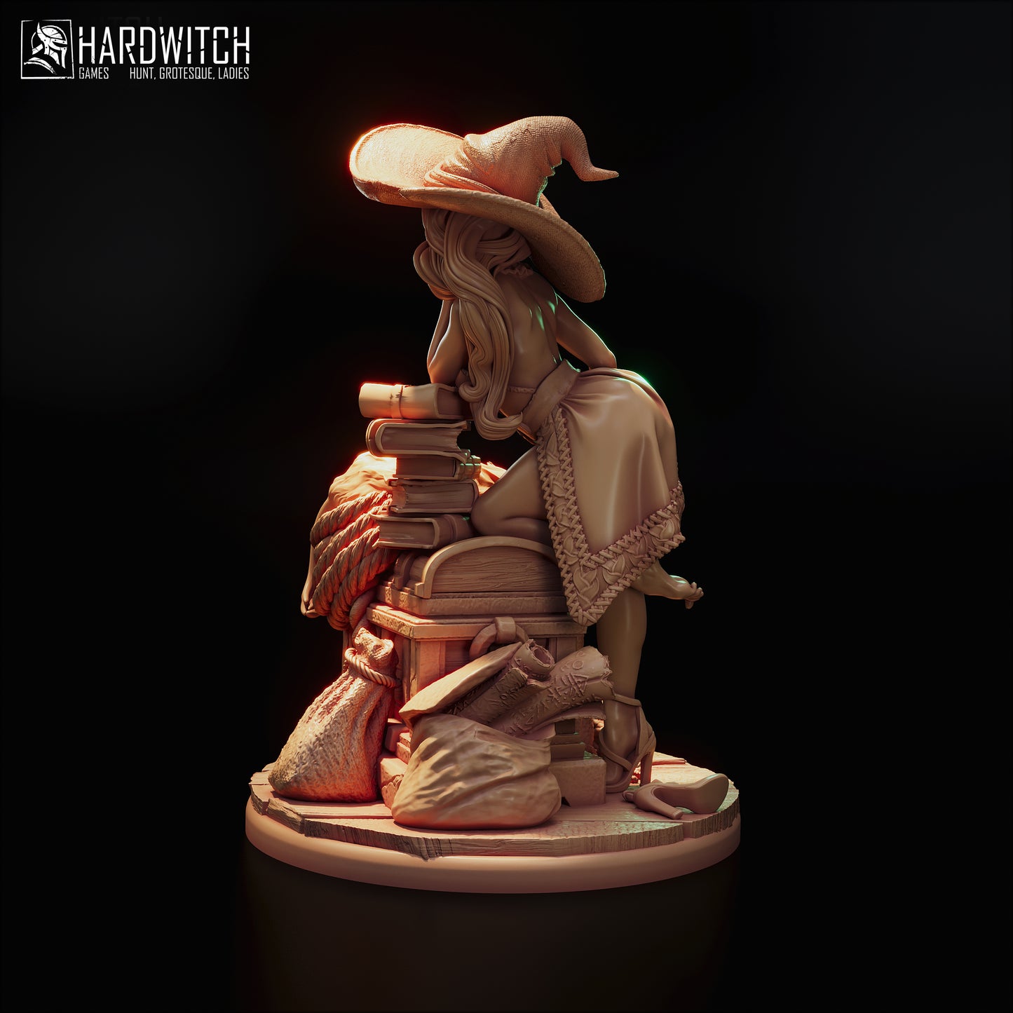 Figurka Sandra Paxter – Fortuna Magica | czarodziejka fantasy z kotem | miniatura kolekcjonerska 75 mm / 120 mm (HardWitch Games)