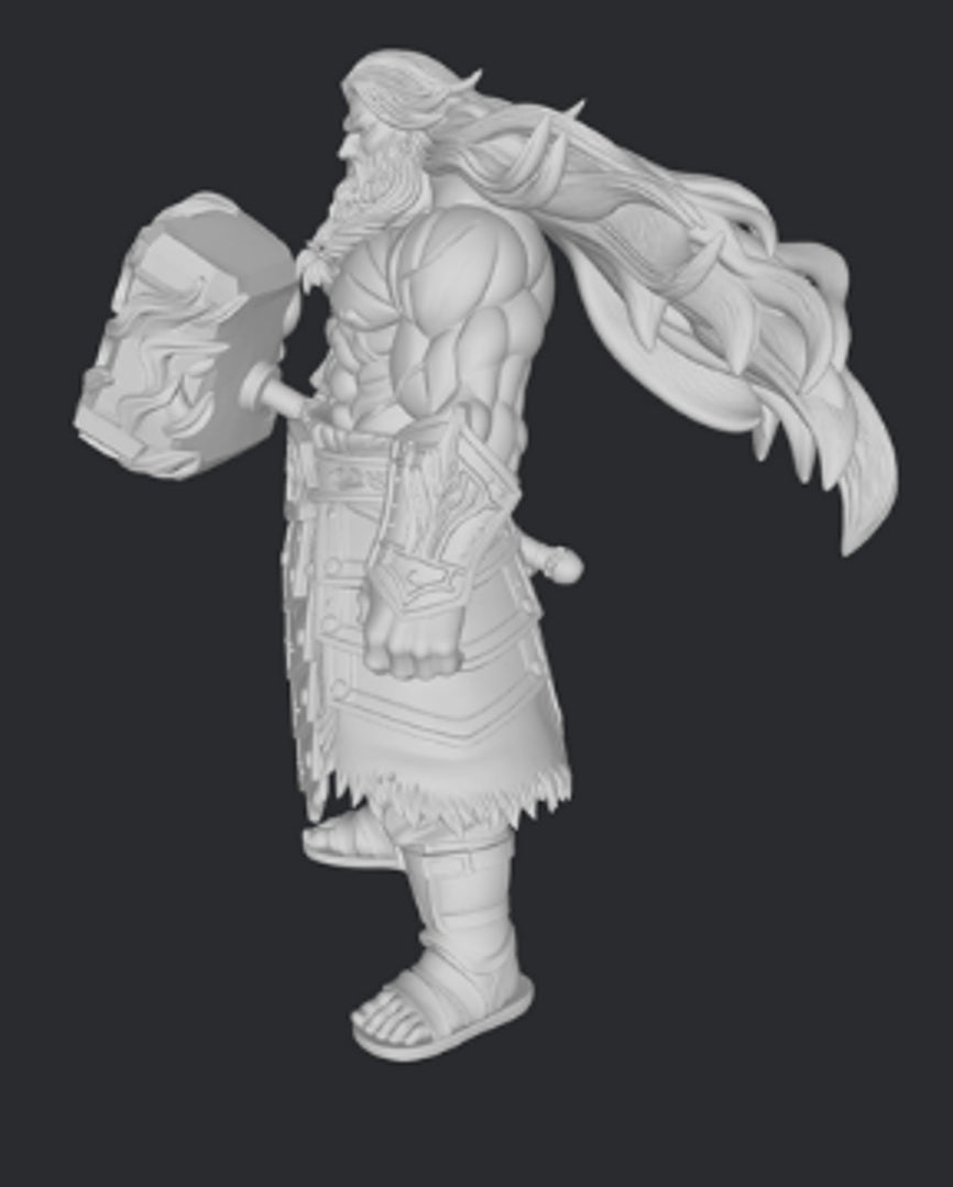 Hefajstos 3DFactory – postać z młotem, widok z boku