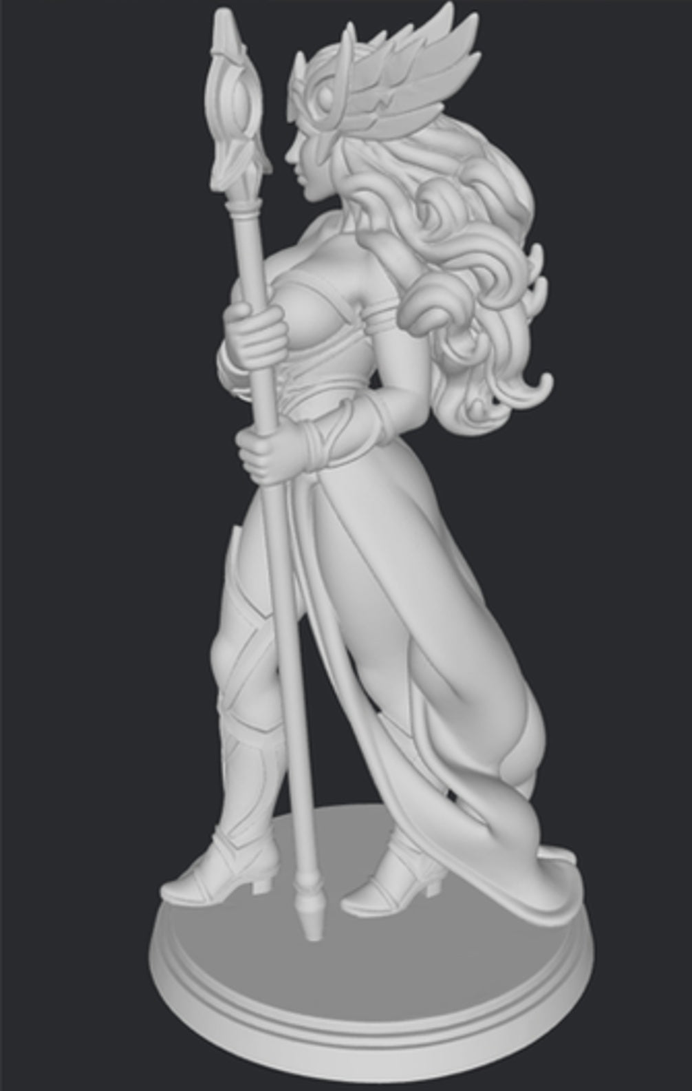 Atena figurka 3D – widok z włócznią i hełmem