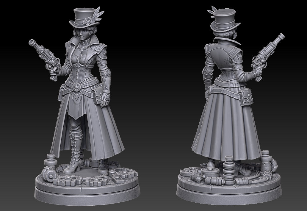 Lady Redspire Aurelia steampunk figurka 32mm 75mm Mini Realms