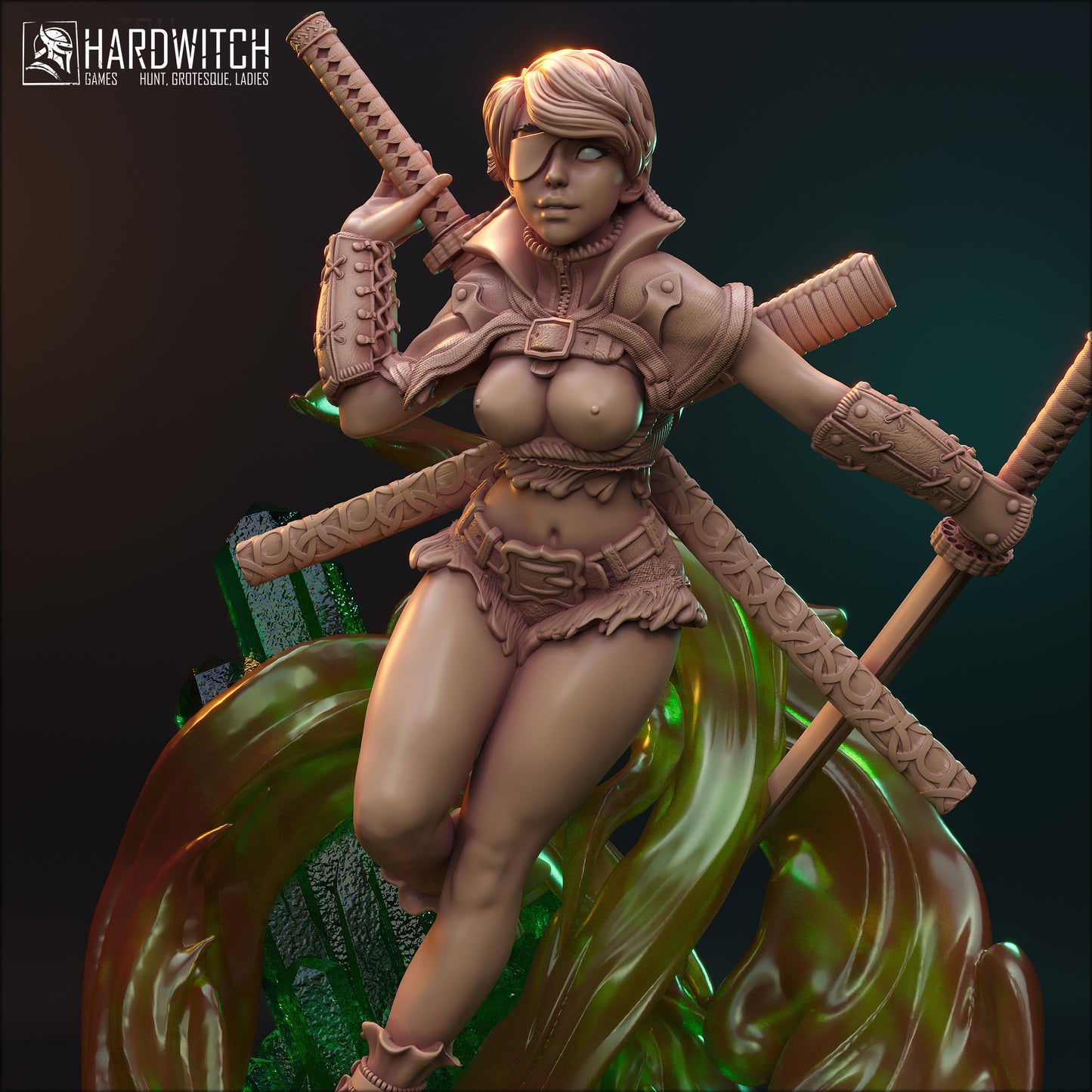 Figurka Akida – HardWitch Games | wojowniczka samuraj fantasy | miniatura kolekcjonerska 32 mm / 75 mm / 100 mm