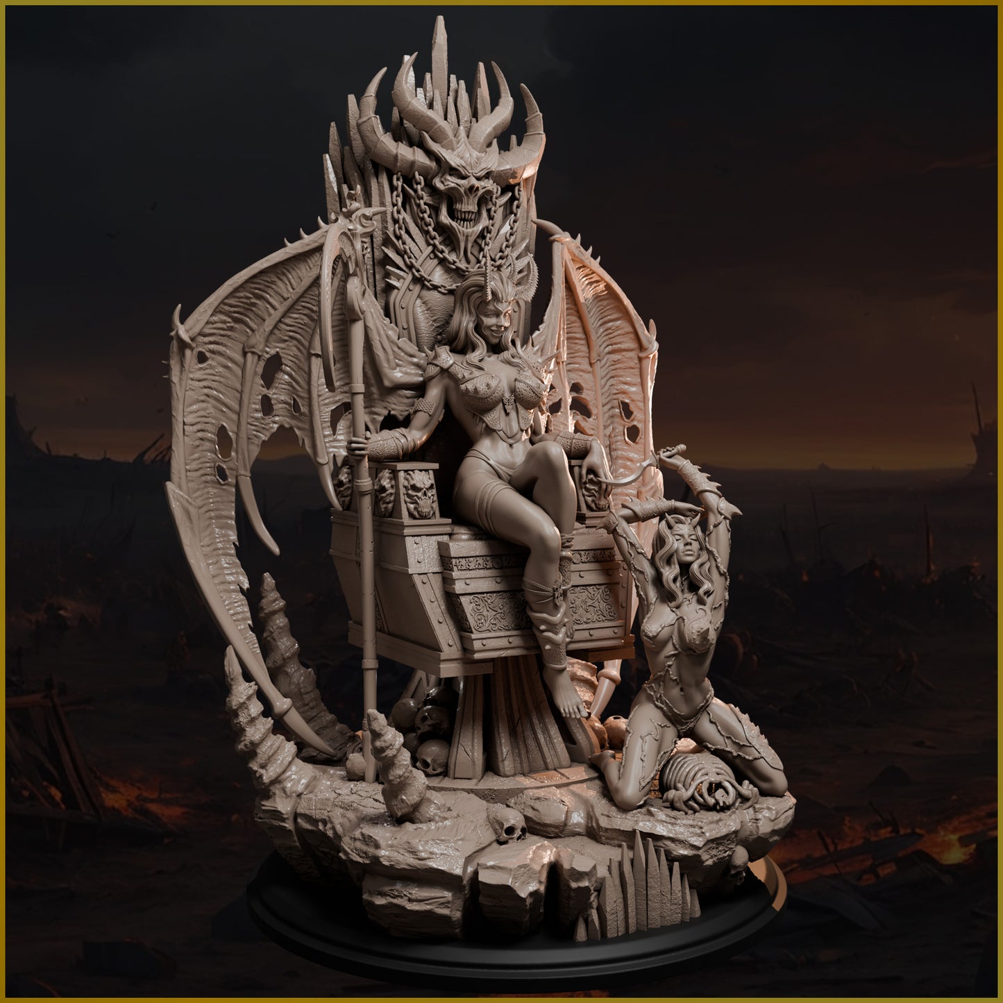 Throne of the Damned – figurka 75mm/120mm na demonicznym tronie