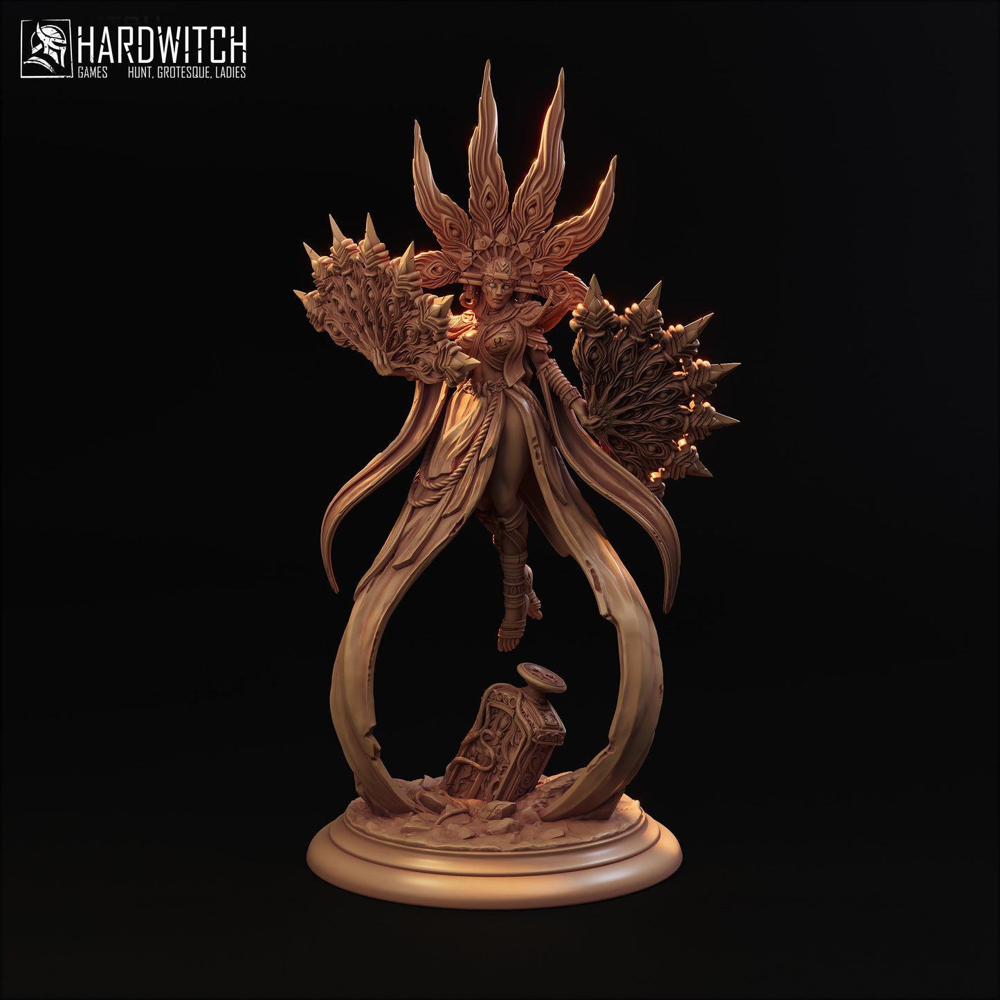 Figurka Farida Saahor – Magarid Forest | kapłanka fantasy z wachlarzami | miniatura kolekcjonerska 32 mm / 75 mm / 100 mm (HardWitch Games)