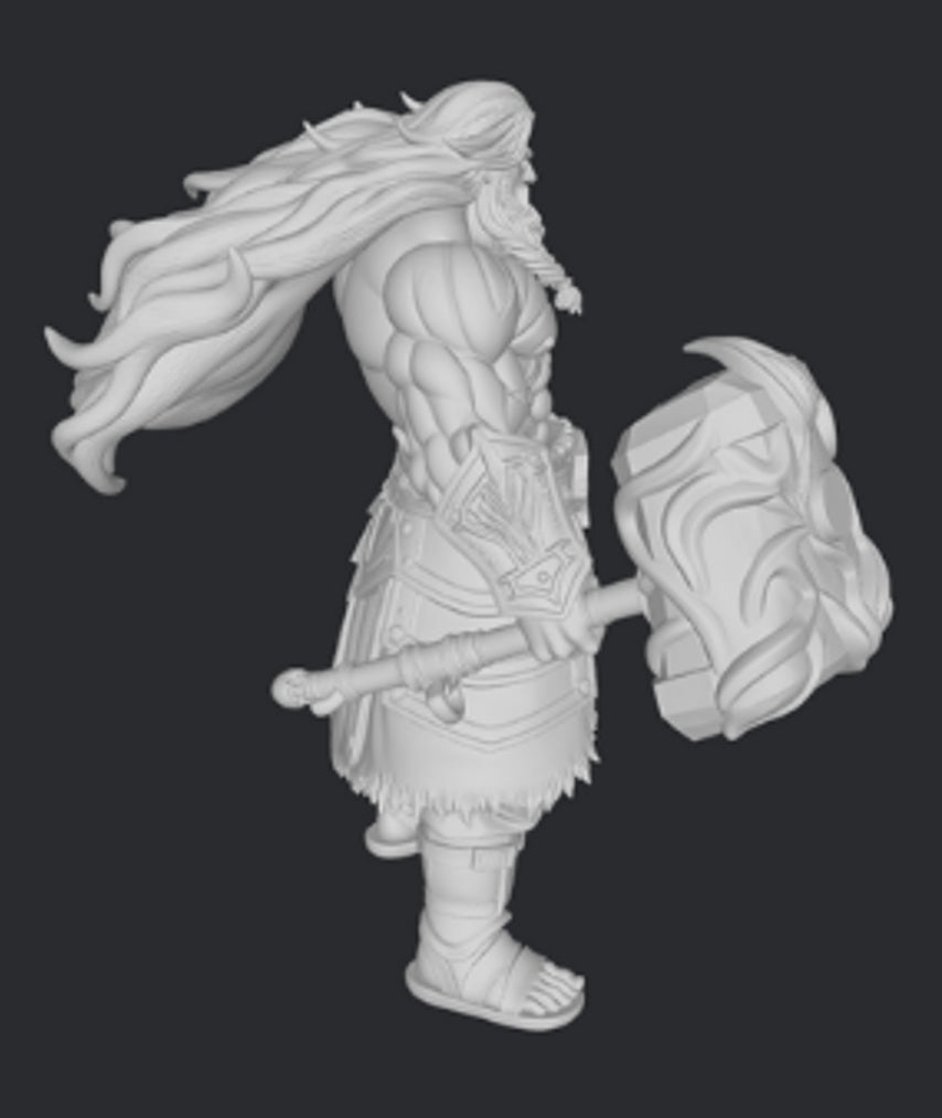 Hefajstos 3DFactory – postać z młotem, widok z boku