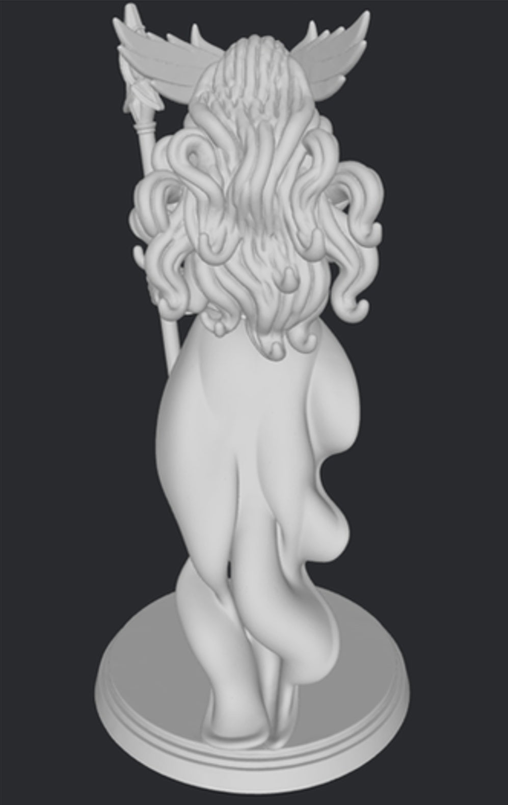 Atena figurka 3D – widok z włócznią i hełmem