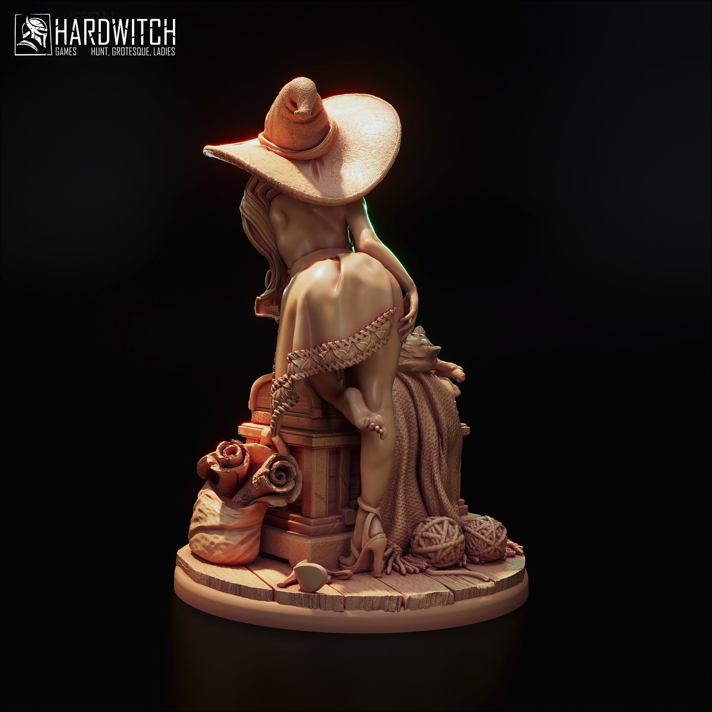 Figurka Sandra Paxter – Fortuna Magica | czarodziejka fantasy z kotem | miniatura kolekcjonerska 75 mm / 120 mm (HardWitch Games)