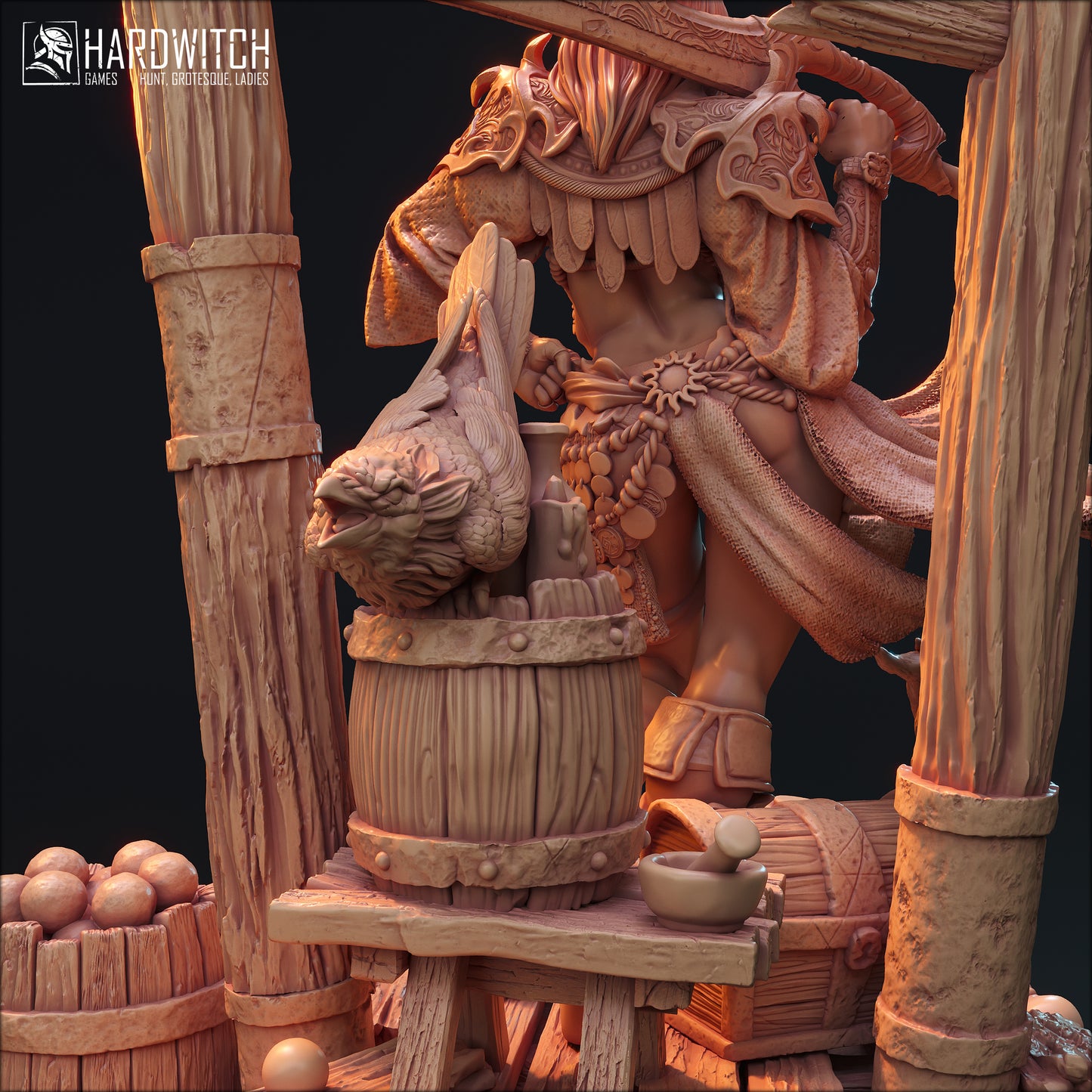 Figurka Leenhva O'Braites – Magarid Forest | łowczyni fantasy z krukami | miniatura kolekcjonerska 32 mm / 75 mm / 100 mm (HardWitch Games)