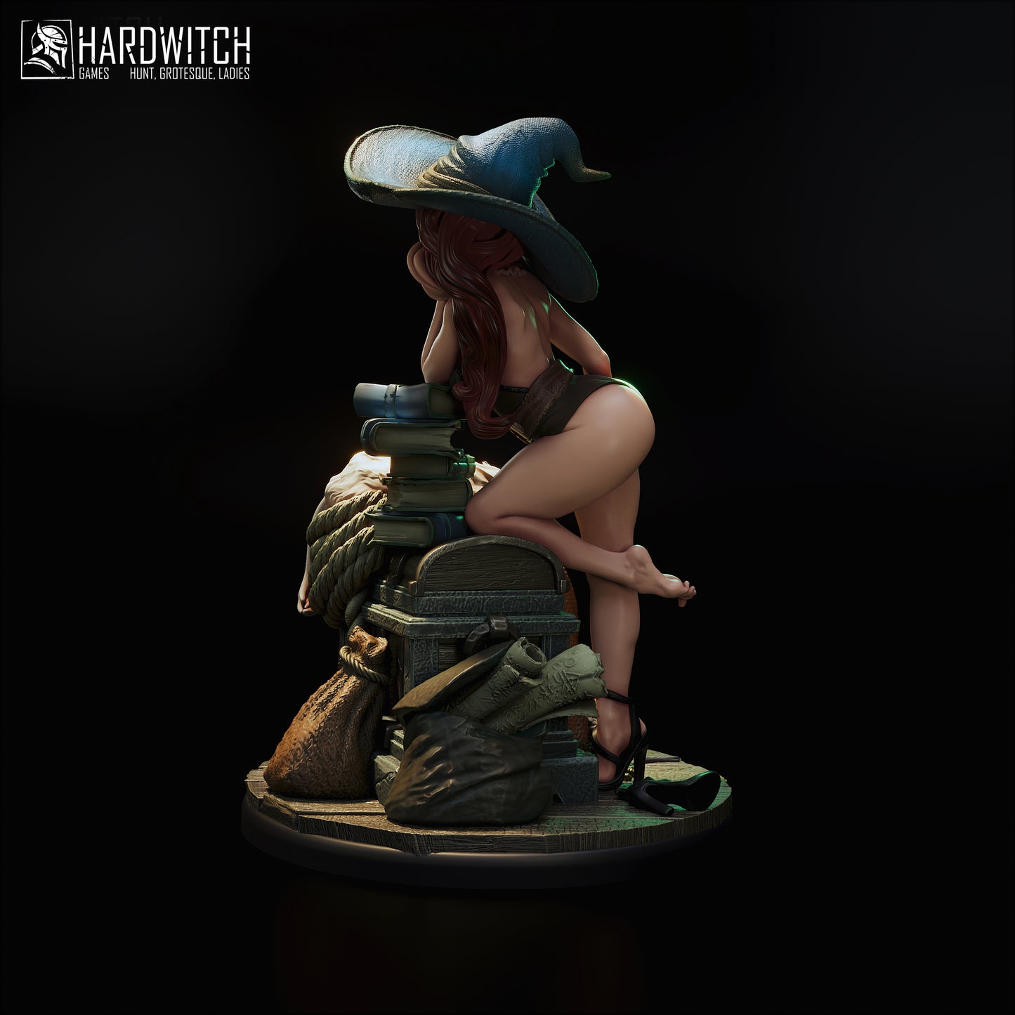 Figurka Sandra Paxter – Fortuna Magica | czarodziejka fantasy z kotem | miniatura kolekcjonerska 75 mm / 120 mm (HardWitch Games)