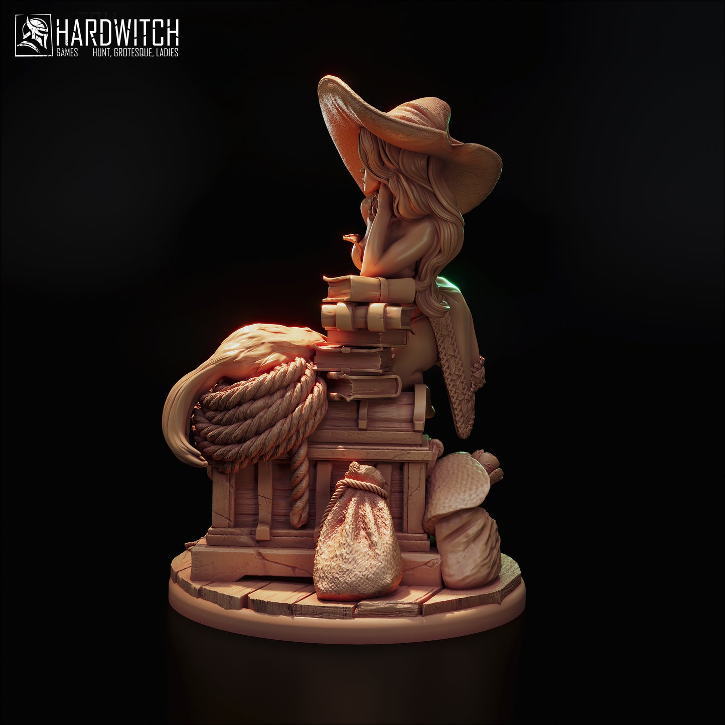 Figurka Sandra Paxter – Fortuna Magica | czarodziejka fantasy z kotem | miniatura kolekcjonerska 75 mm / 120 mm (HardWitch Games)