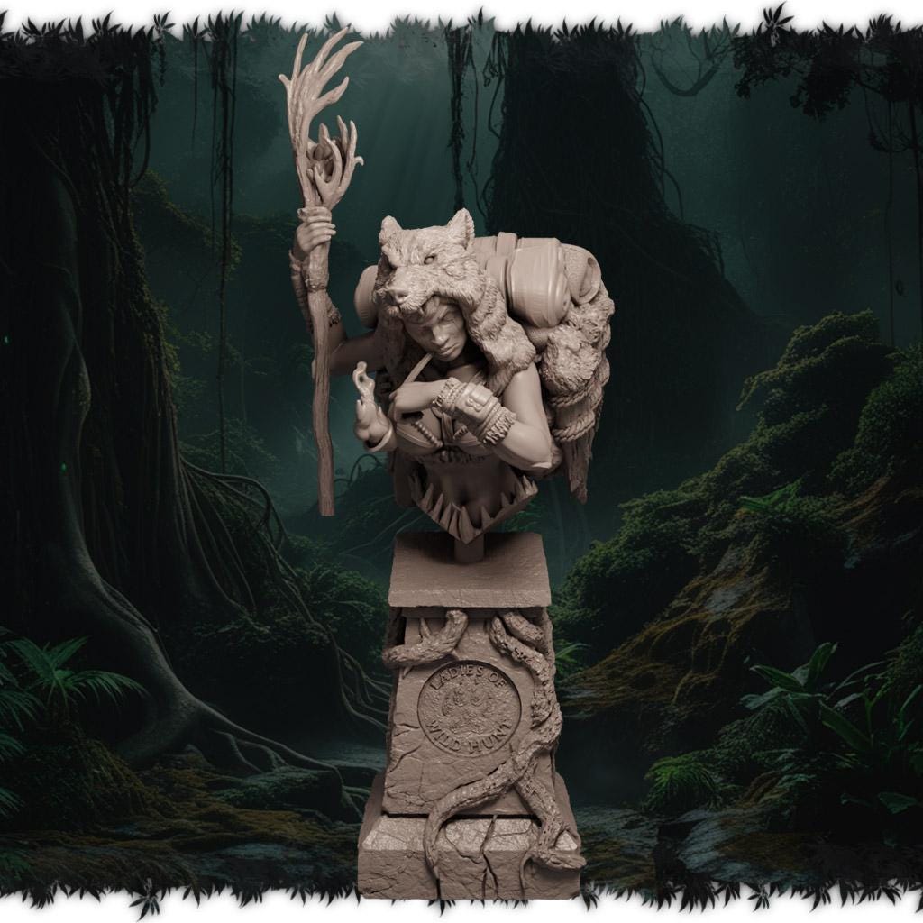 Detal postaci Anoka Beasthearth w stylu dzikiej łowczyni