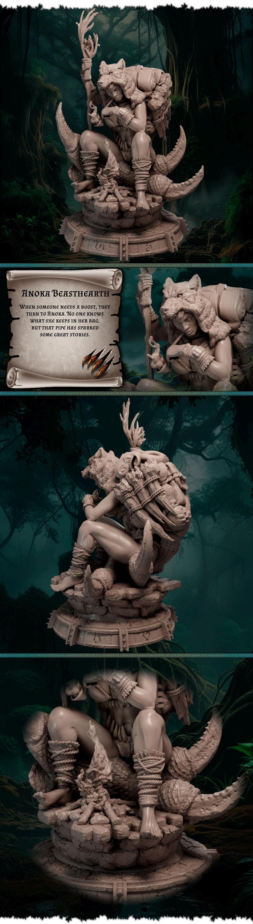 Detal postaci Anoka Beasthearth w stylu dzikiej łowczyni