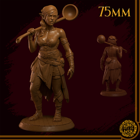 Madona – okrętowa kucharka z chochlą – figurka fantasy 32mm / 75mm | Runes and Resin