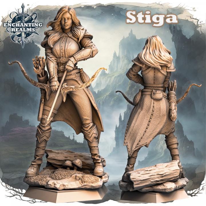 Figurka Stiga – łuczniczka z Enchanting Realms 180 mm, widok z przodu