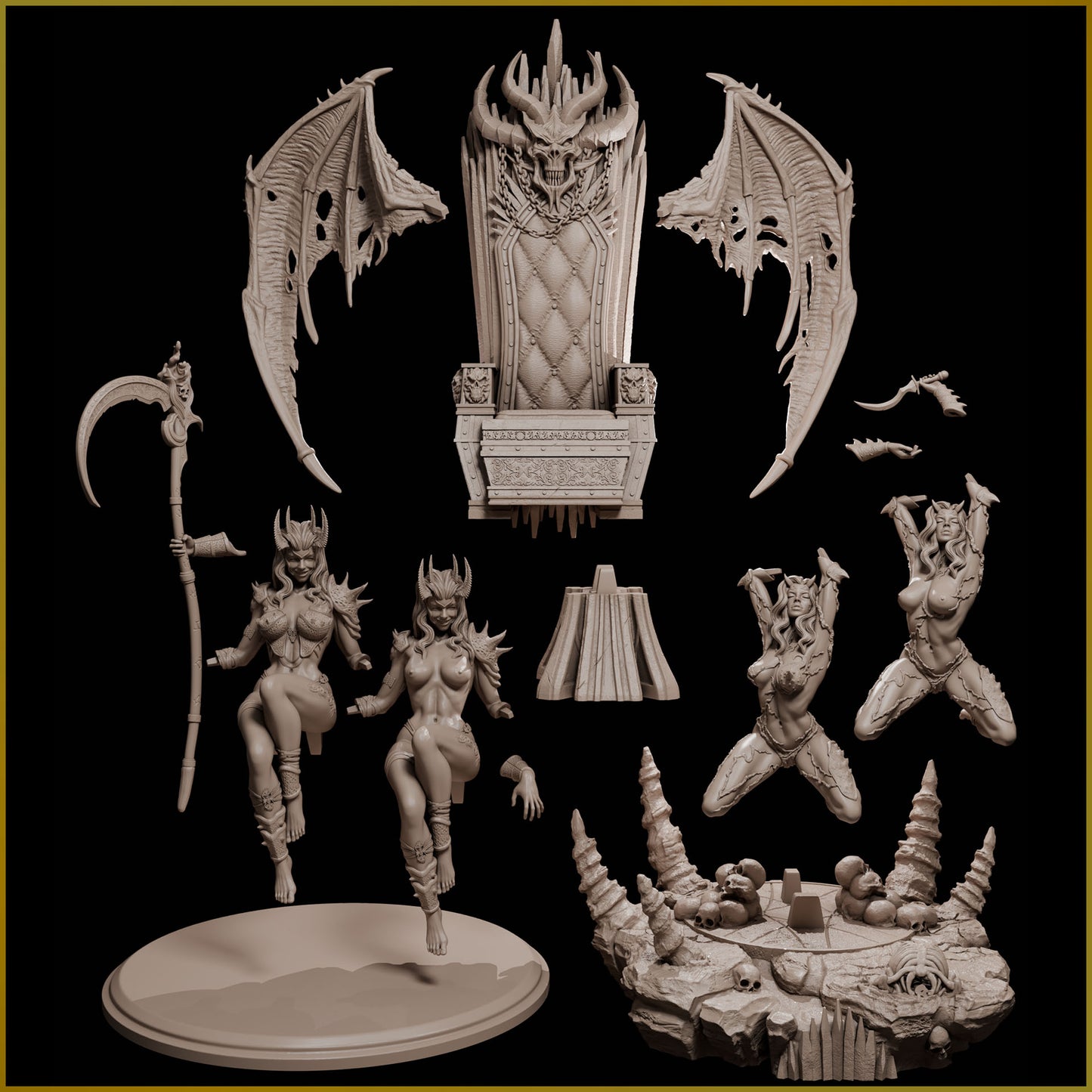 Throne of the Damned – figurka 75mm/120mm na demonicznym tronie
