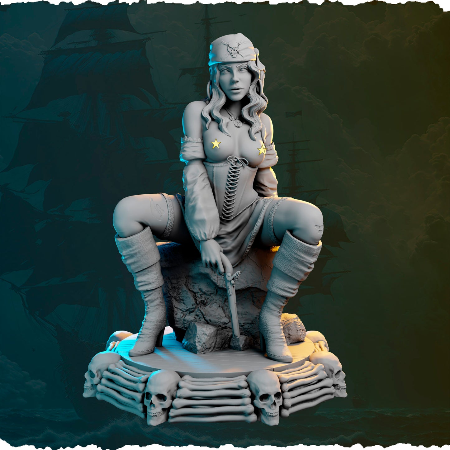 Ainsley Bartram Jolly Outcast – figurka piratki 32/75 mm, Black Bird Miniatures, Ladies of the Sea Pirates