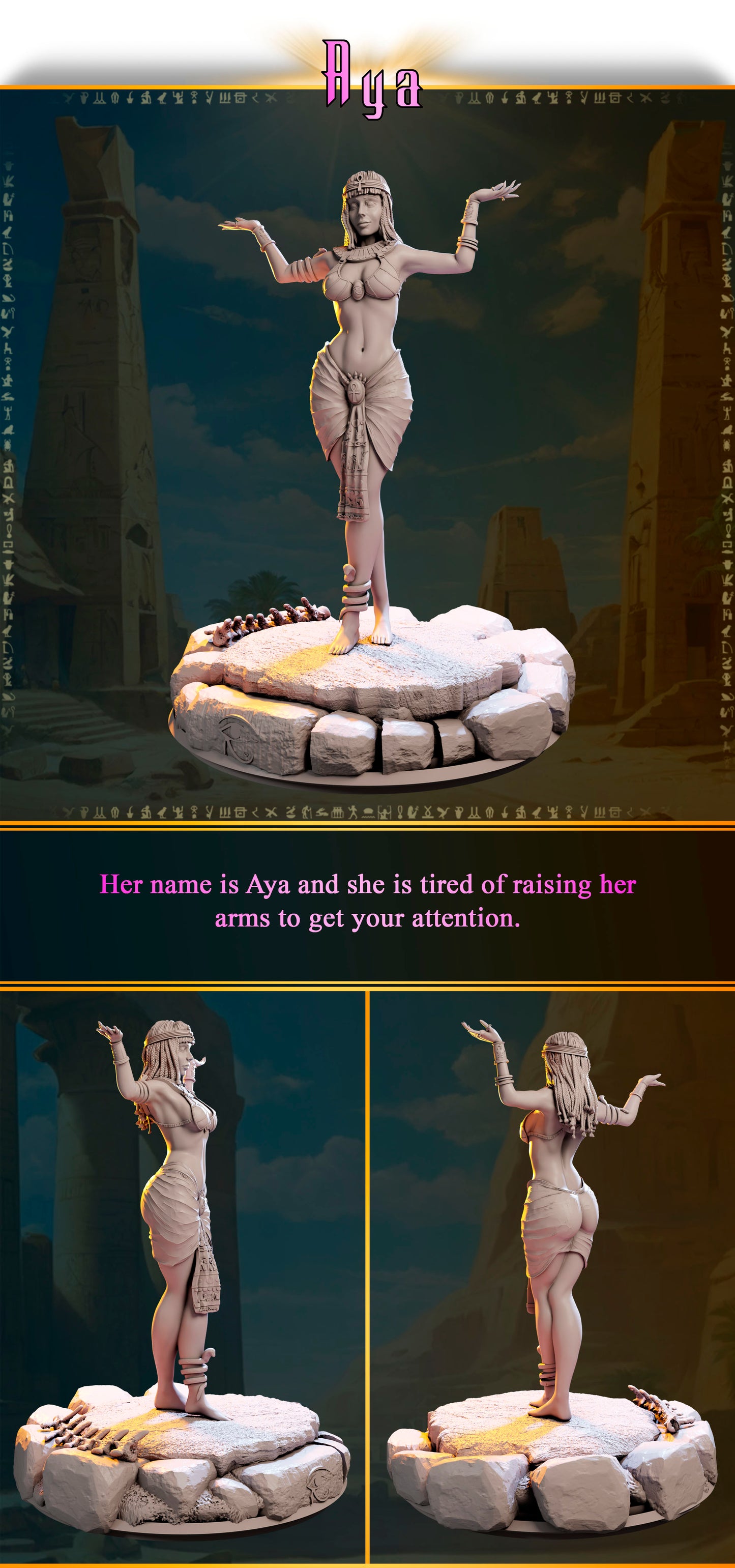 Aya – Kapłanka Pustyni — figurka w pozycji modlitewnej, skala 32 mm