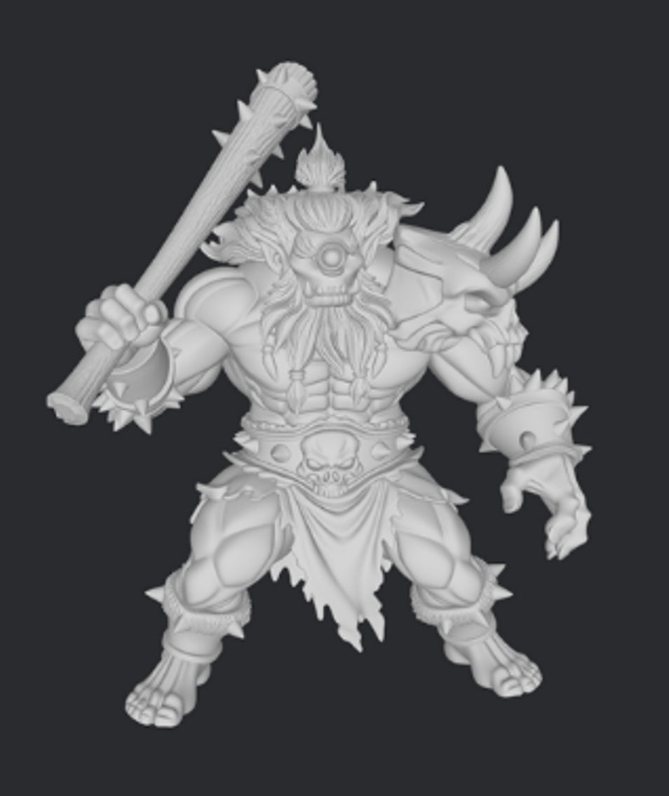 Cyklop 3DFactory – anime gigant z maczugą, widok z przodu