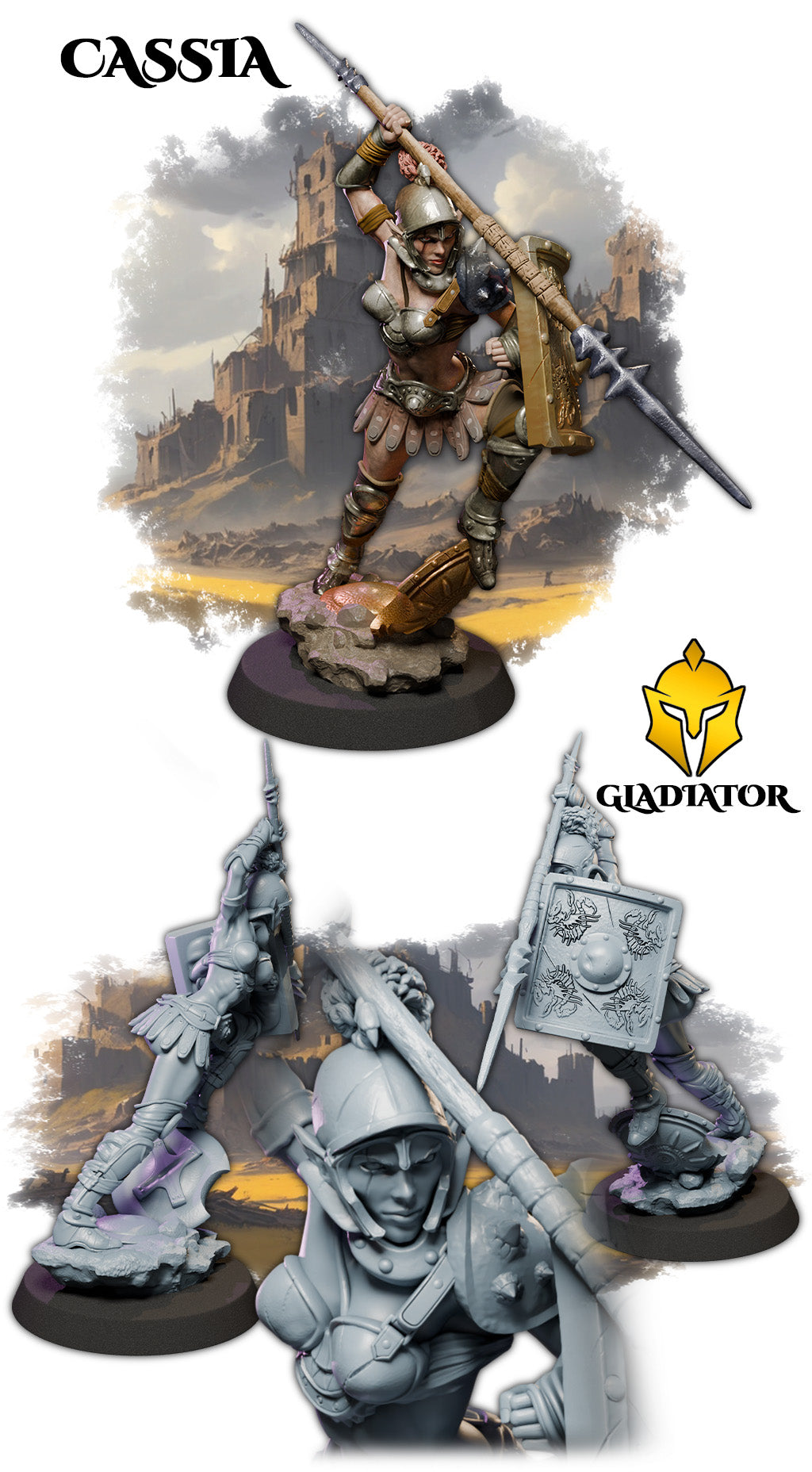 Cassia – female warrior resin model 32 mm / 75 mm from Ladies of the Dark Age