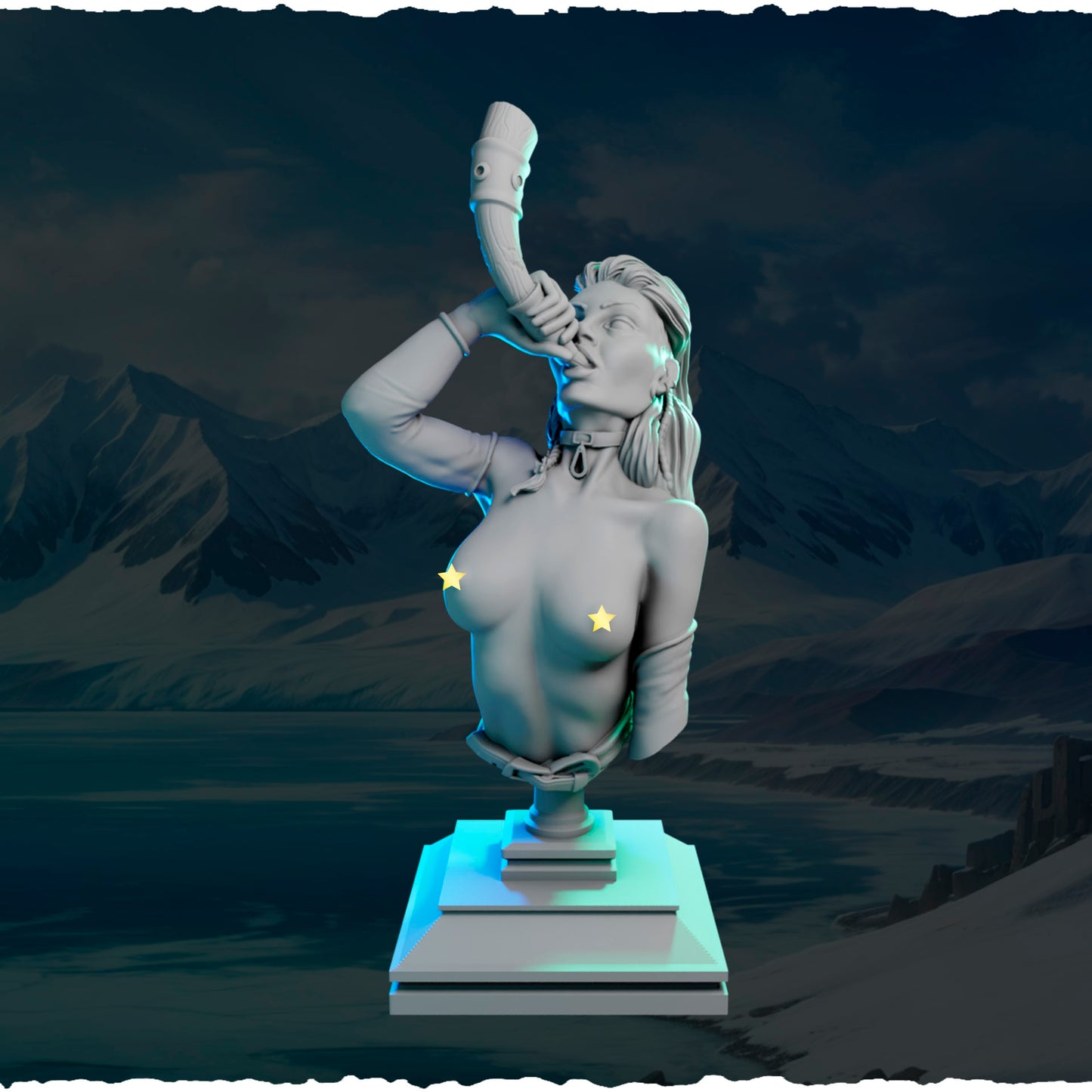 Północna Wzywająca z Rogiem — smocza rufa i zdobienia podstawki