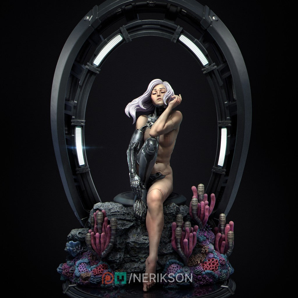 My Identity Nerikson 3D printed resin figurine, cyberpunk sci-fi collectible miniature, unpainted model kit